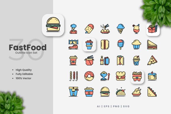 Download FastFood Colored Icons - Fastfood Collection