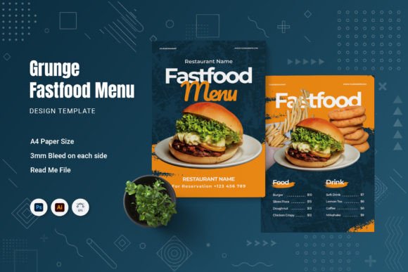 Download Grunge Fastfood - Restaurant Menu - Fastfood Collection